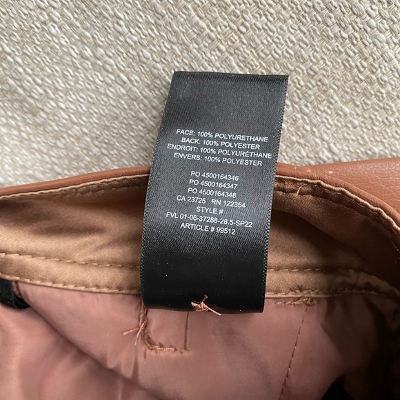 Aritzia Pants Women’s 00 Babaton Command Pant Vegan Leather Chocolate Brown - Picture 7 of 11